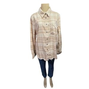 True Religion Boyfriend Size M Women's Plaid Button Up Shirt New